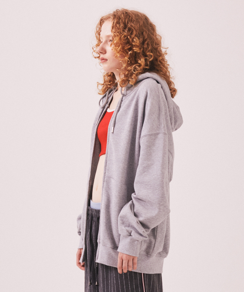 MENASOO（ミナス）の「Menasoo Applique Two Way Hoodie Zip Up_Gray Melange（パーカー・レディース・ライトグレー・MEDIUM/LARGE）」の2枚目の写真