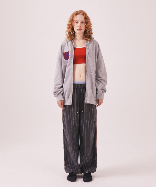 MENASOO（ミナス）の「Menasoo Applique Two Way Hoodie Zip Up_Gray Melange（パーカー・レディース・ライトグレー・MEDIUM/LARGE）」の4枚目の写真
