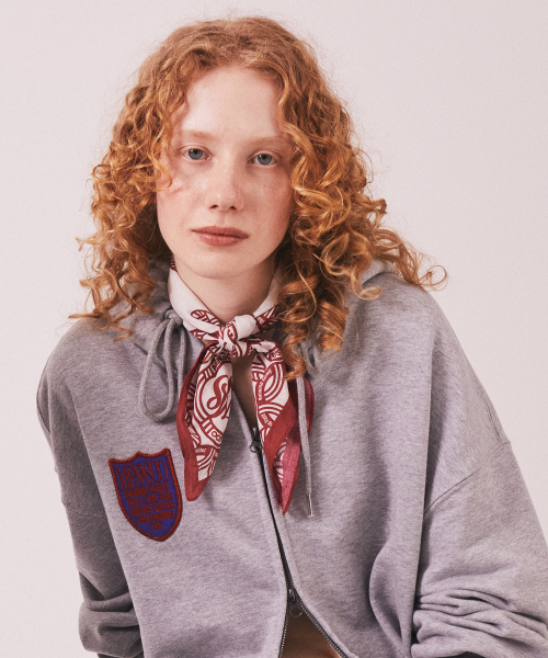 MENASOO（ミナス）の「Menasoo Applique Two Way Hoodie Zip Up_Gray Melange（パーカー・レディース・ライトグレー・MEDIUM/LARGE）」の12枚目の写真