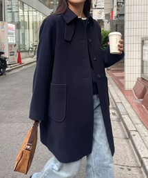 レディースのダッフルコート（ブルー・ネイビー/青色系・ミドル丈