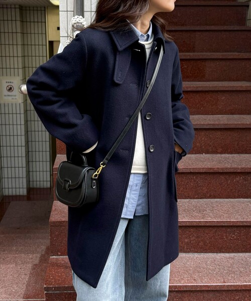 fredy emue(フレディエミュ)の「【追加生産決定!】Super100ステンカラーミドルコート(ダッフルコート・レディース・ネイビー・38/36)」の17枚目の写真