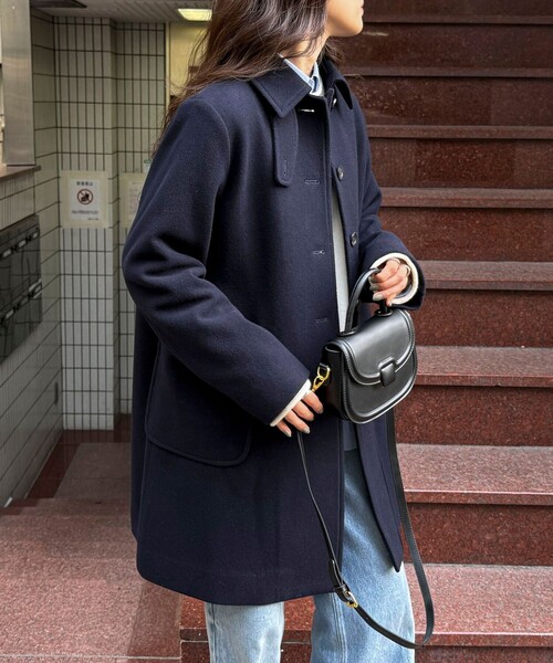 fredy emue(フレディエミュ)の「【追加生産決定!】Super100ステンカラーミドルコート(ダッフルコート・レディース・ネイビー・38/36)」の22枚目の写真