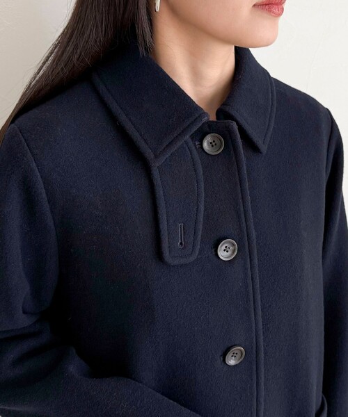 fredy emue(フレディエミュ)の「【追加生産決定!】Super100ステンカラーミドルコート(ダッフルコート・レディース・ネイビー・38/36)」の4枚目の写真