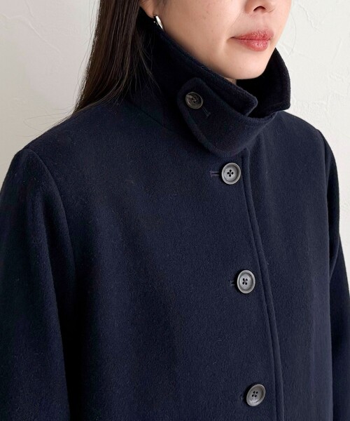 fredy emue(フレディエミュ)の「【追加生産決定!】Super100ステンカラーミドルコート(ダッフルコート・レディース・ネイビー・38/36)」の5枚目の写真