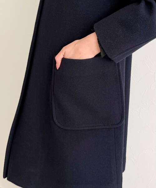 fredy emue(フレディエミュ)の「【追加生産決定!】Super100ステンカラーミドルコート(ダッフルコート・レディース・ネイビー・38/36)」の7枚目の写真