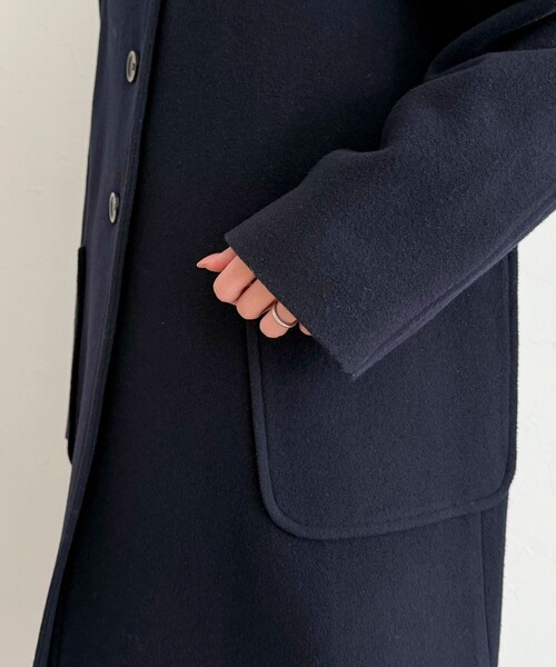 fredy emue(フレディエミュ)の「【追加生産決定!】Super100ステンカラーミドルコート(ダッフルコート・レディース・ネイビー・38/36)」の8枚目の写真