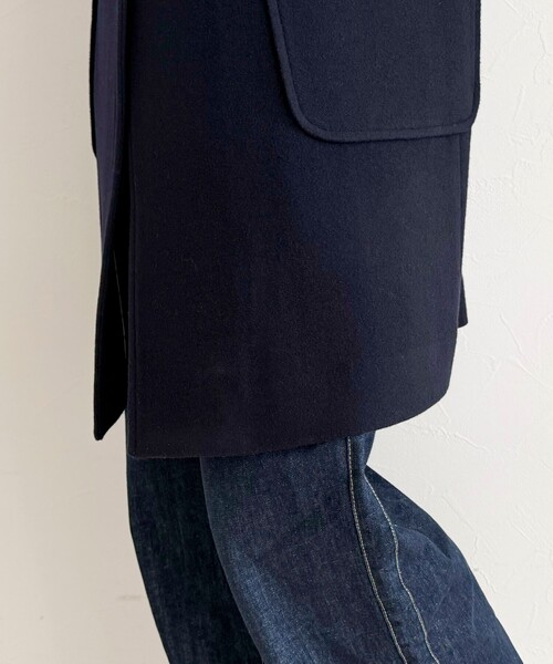 fredy emue(フレディエミュ)の「【追加生産決定!】Super100ステンカラーミドルコート(ダッフルコート・レディース・ネイビー・38/36)」の9枚目の写真
