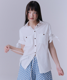 SILN（シルン）の「Knot half sleeve shirts (WHITE)（シャツ/ブラウス）」