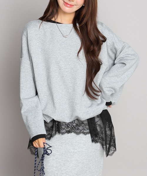 by LEGNA(バイレグナ)の「裏起毛レースドッキングトップス(Tシャツ/カットソー・レディース・ブラック/ホワイト・FREE)」の6枚目の写真