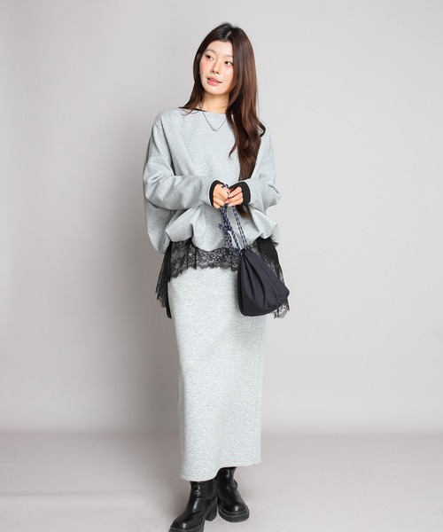 by LEGNA(バイレグナ)の「裏起毛レースドッキングトップス(Tシャツ/カットソー・レディース・ブラック/ホワイト・FREE)」の7枚目の写真