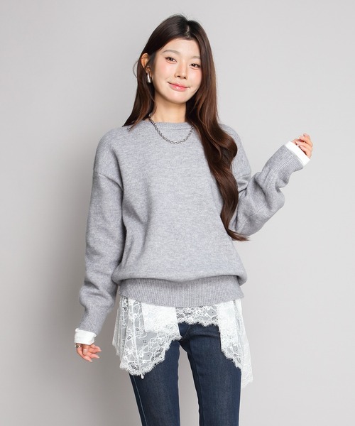 by LEGNA(バイレグナ)の「裏起毛レースドッキングトップス(Tシャツ/カットソー・レディース・ブラック/ホワイト・FREE)」の17枚目の写真