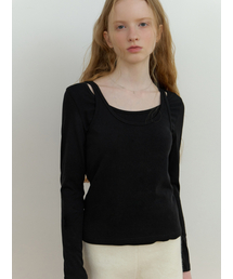 Sou layered t-shirt_2piece (black)