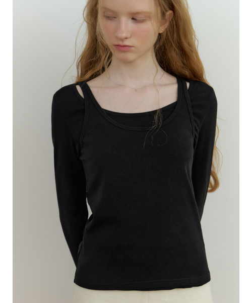 RE_L(リエル)の「Sou layered t-shirt_2piece (black)(Tシャツ/カットソー・レディース・その他・FREE)」の2枚目の写真