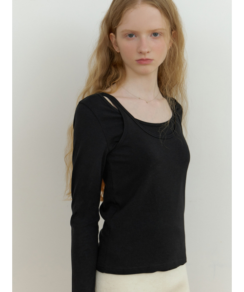 RE_L(リエル)の「Sou layered t-shirt_2piece (black)(Tシャツ/カットソー・レディース・その他・FREE)」の4枚目の写真