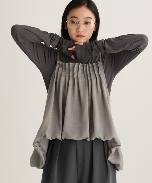 studio CLIP（スタディオクリップ）の「【daily CLIP】ルーズフレアビスチェ（キャミソール・レディース・ホワイト/チャコール・FREE）」の2枚目の写真