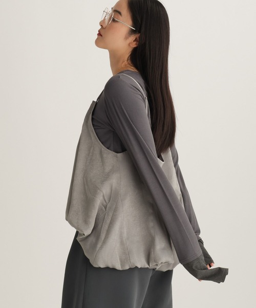 studio CLIP（スタディオクリップ）の「【daily CLIP】ルーズフレアビスチェ（キャミソール・レディース・ホワイト/チャコール・FREE）」の11枚目の写真