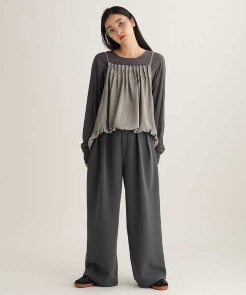 studio CLIP（スタディオクリップ）の「【daily CLIP】ルーズフレアビスチェ（キャミソール・レディース・ホワイト/チャコール・FREE）」の13枚目の写真