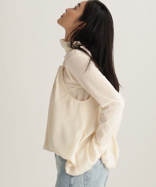 studio CLIP（スタディオクリップ）の「【daily CLIP】ルーズフレアビスチェ（キャミソール・レディース・ホワイト/チャコール・FREE）」の3枚目の写真