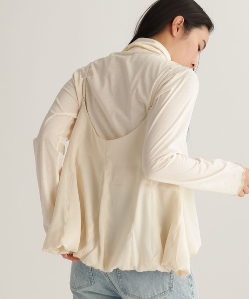 studio CLIP（スタディオクリップ）の「【daily CLIP】ルーズフレアビスチェ（キャミソール・レディース・ホワイト/チャコール・FREE）」の4枚目の写真