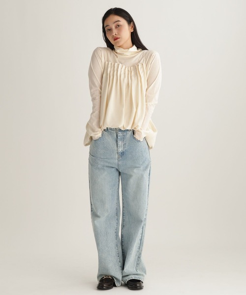 studio CLIP（スタディオクリップ）の「【daily CLIP】ルーズフレアビスチェ（キャミソール・レディース・ホワイト/チャコール・FREE）」の5枚目の写真