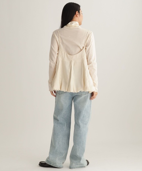 studio CLIP（スタディオクリップ）の「【daily CLIP】ルーズフレアビスチェ（キャミソール・レディース・ホワイト/チャコール・FREE）」の6枚目の写真