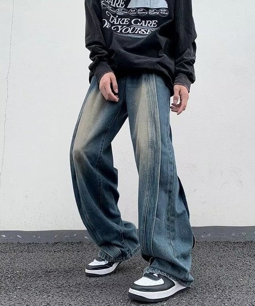 inst.ALL(インストール)の「カーブ切り替えデニムパンツ(デニムパンツ・メンズ・ブルー/ブラック・L/S/M)」の2枚目の写真