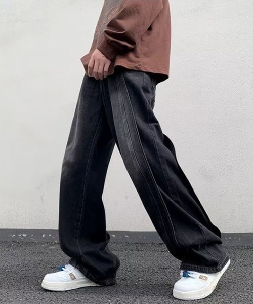 inst.ALL(インストール)の「カーブ切り替えデニムパンツ(デニムパンツ・メンズ・ブルー/ブラック・L/S/M)」の5枚目の写真