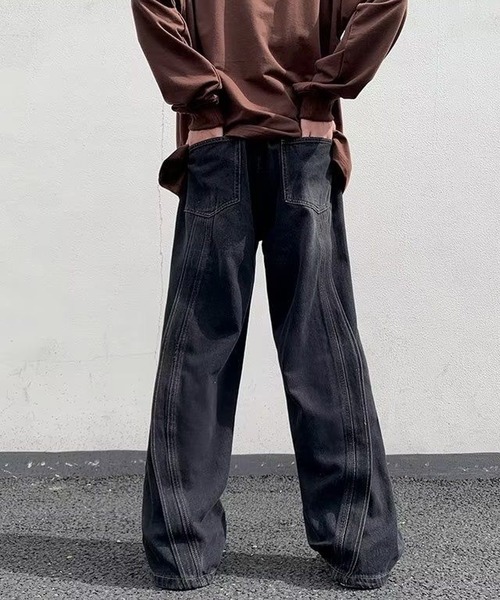 inst.ALL(インストール)の「カーブ切り替えデニムパンツ(デニムパンツ・メンズ・ブルー/ブラック・L/S/M)」の6枚目の写真