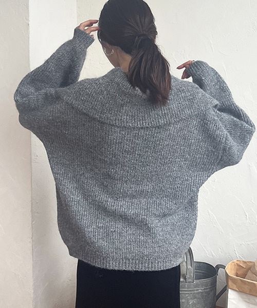STYLEBLOCK(スタイルブロック)の「ボタンアップビッグカラーカーディガン(カーディガン/ボレロ・レディース・オートミール/アイボリー/グレー・FREE)」の6枚目の写真