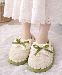 Mayree（メイリー）の「【Bls】【ZA】【Bling Leads】リボン付き もこもこスリッパ(BL)（サンダル）」