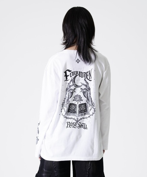 REFLEM(レフレム)の「『REFLEM/レフレム』薔薇と魔導書プリントL/S Tee/ロングスリーブカットソー(Tシャツ/カットソー・レディース・ホワイト/ブラック・FREE)」の14枚目の写真
