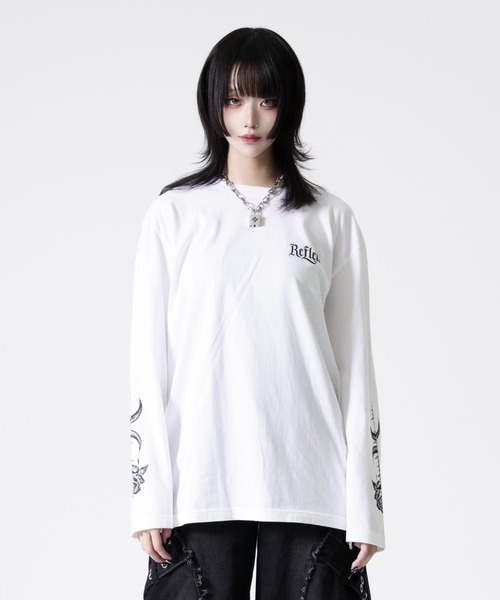REFLEM(レフレム)の「『REFLEM/レフレム』薔薇と魔導書プリントL/S Tee/ロングスリーブカットソー(Tシャツ/カットソー・レディース・ホワイト/ブラック・FREE)」の12枚目の写真
