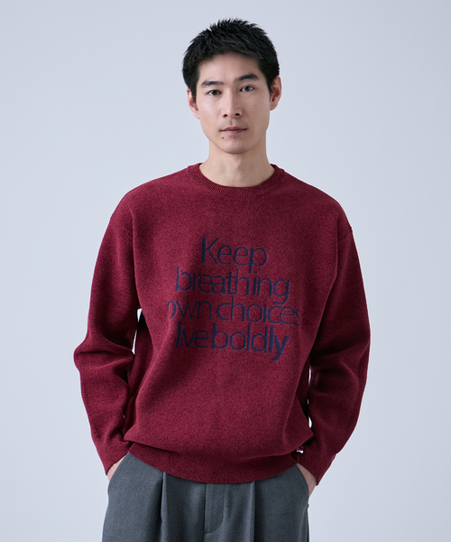 B.C STOCK(ベーセーストック)の「モール アソートロゴ クルーネックニット(ニット/セーター・メンズ・ブルー系その他/チャコールグレー/ボルドー/ホワイト・LARGE/MEDIUM)」の4枚目の写真