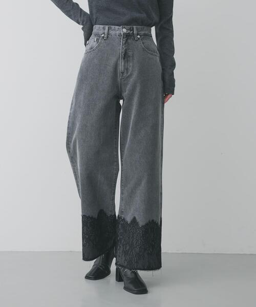 SENSE OF PLACE by URBAN RESEARCH(センスオブプレイスバイアーバンリサーチ)の「レースドッキングデニムパンツ(デニムパンツ・レディース・ライトインディゴブルー/グレー・SMALL/MEDIUM)」の9枚目の写真
