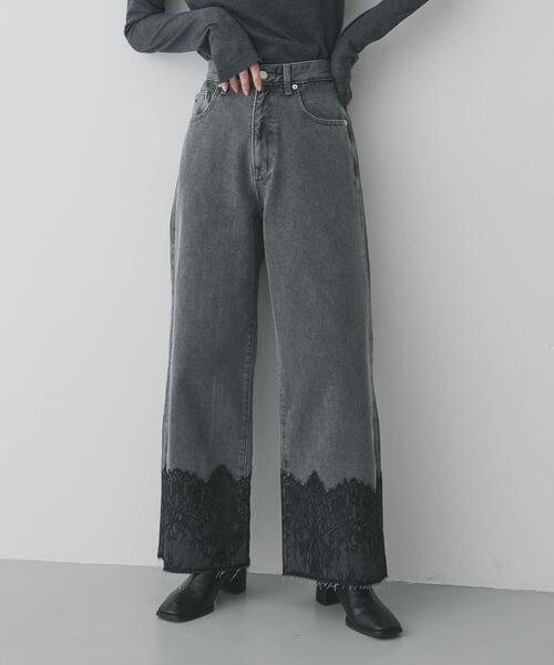 SENSE OF PLACE by URBAN RESEARCH(センスオブプレイスバイアーバンリサーチ)の「レースドッキングデニムパンツ(デニムパンツ・レディース・ライトインディゴブルー/グレー・SMALL/MEDIUM)」の10枚目の写真