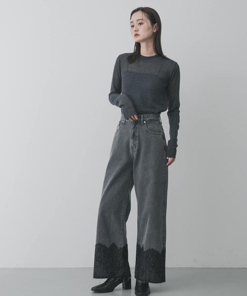 SENSE OF PLACE by URBAN RESEARCH(センスオブプレイスバイアーバンリサーチ)の「レースドッキングデニムパンツ(デニムパンツ・レディース・ライトインディゴブルー/グレー・SMALL/MEDIUM)」の12枚目の写真
