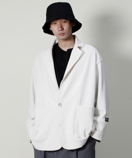 DEMARC(ドゥマーク)の「ルーズフィットリブテーラーカラージャケット アイボリー(その他アウター・メンズ・その他・ONE SIZE)」の1枚目の写真