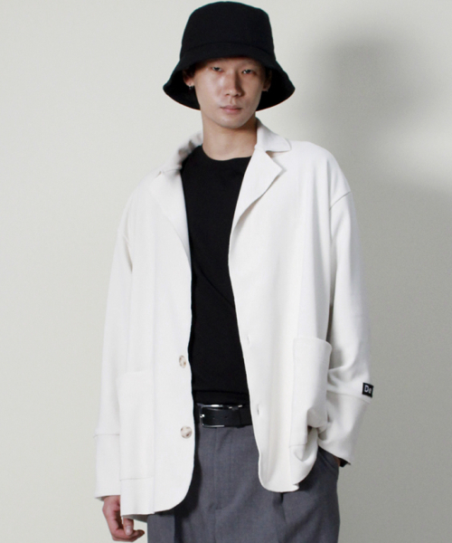 DEMARC(ドゥマーク)の「ルーズフィットリブテーラーカラージャケット アイボリー(その他アウター・メンズ・その他・ONE SIZE)」の3枚目の写真