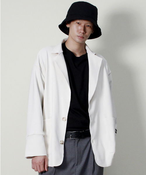 DEMARC(ドゥマーク)の「ルーズフィットリブテーラーカラージャケット アイボリー(その他アウター・メンズ・その他・ONE SIZE)」の4枚目の写真