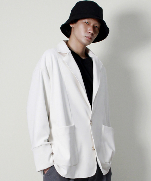 DEMARC(ドゥマーク)の「ルーズフィットリブテーラーカラージャケット アイボリー(その他アウター・メンズ・その他・ONE SIZE)」の9枚目の写真