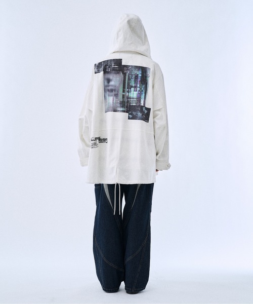 PHILTHEORY（フィルセオリー）の「Back graphic military parka / バックグラフィックミリタリーパーカー（パーカー・メンズ・ブラック/ホワイト・3/2/1）」の9枚目の写真