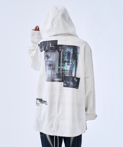 PHILTHEORY（フィルセオリー）の「Back graphic military parka / バックグラフィックミリタリーパーカー（パーカー・メンズ・ブラック/ホワイト・3/2/1）」の12枚目の写真