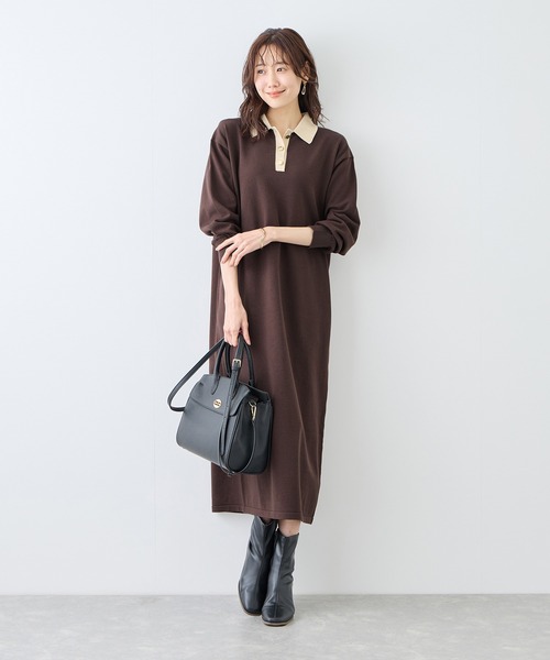 ROPE' PICNIC（ロペピクニック）の「配色スキッパーニットワンピース（ワンピース・レディース・ダークブラウン/イエロー系その他・FREE）」の19枚目の写真