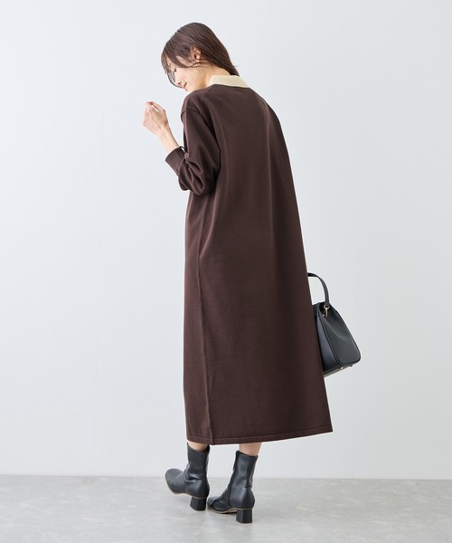 ROPE' PICNIC（ロペピクニック）の「配色スキッパーニットワンピース（ワンピース・レディース・ダークブラウン/イエロー系その他・FREE）」の21枚目の写真