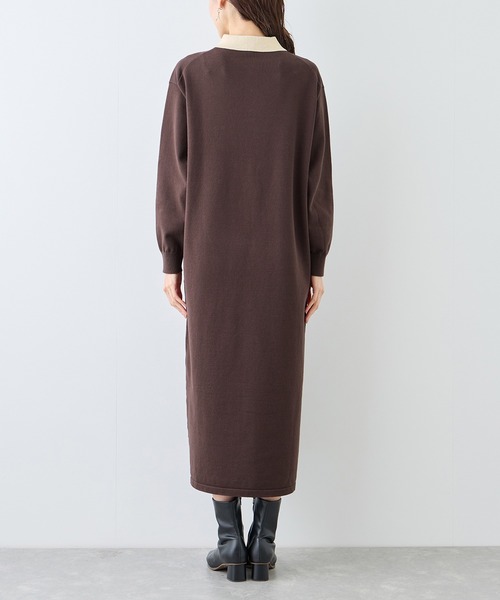 ROPE' PICNIC（ロペピクニック）の「配色スキッパーニットワンピース（ワンピース・レディース・ダークブラウン/イエロー系その他・FREE）」の10枚目の写真