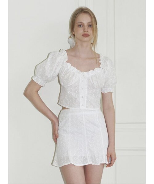 KINDABABY(カインダベイビー)の「love blossom frill blouse - white(シャツ/ブラウス・レディース・ホワイト・FREE)」の1枚目の写真