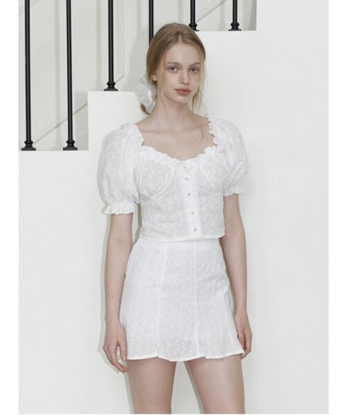 KINDABABY(カインダベイビー)の「love blossom frill blouse - white(シャツ/ブラウス・レディース・ホワイト・FREE)」の2枚目の写真