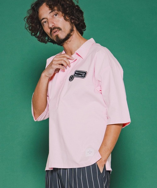 seventy seven(セブンティセブン)の「mhs2488-half sleeve skipper shirt スキッパーシャツ(7726S020)(シャツ/ブラウス・メンズ・ピンク/ホワイト/ブラック・XL/L/M/S)」の3枚目の写真