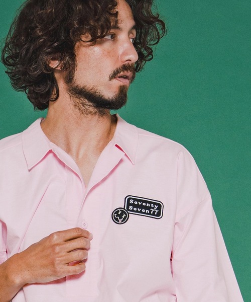 seventy seven(セブンティセブン)の「mhs2488-half sleeve skipper shirt スキッパーシャツ(7726S020)(シャツ/ブラウス・メンズ・ピンク/ホワイト/ブラック・XL/L/M/S)」の4枚目の写真