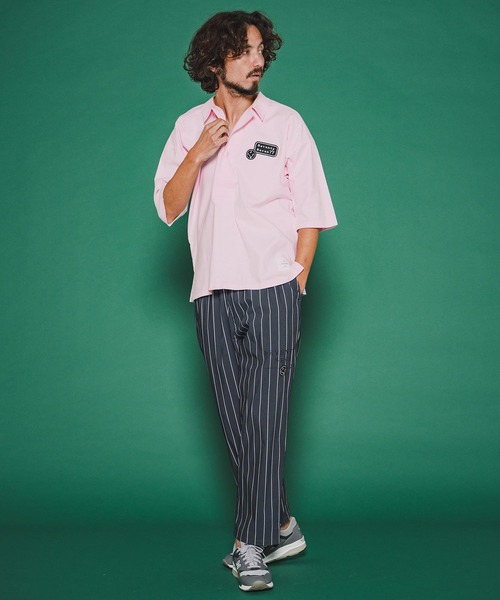 seventy seven(セブンティセブン)の「mhs2488-half sleeve skipper shirt スキッパーシャツ(7726S020)(シャツ/ブラウス・メンズ・ピンク/ホワイト/ブラック・XL/L/M/S)」の6枚目の写真